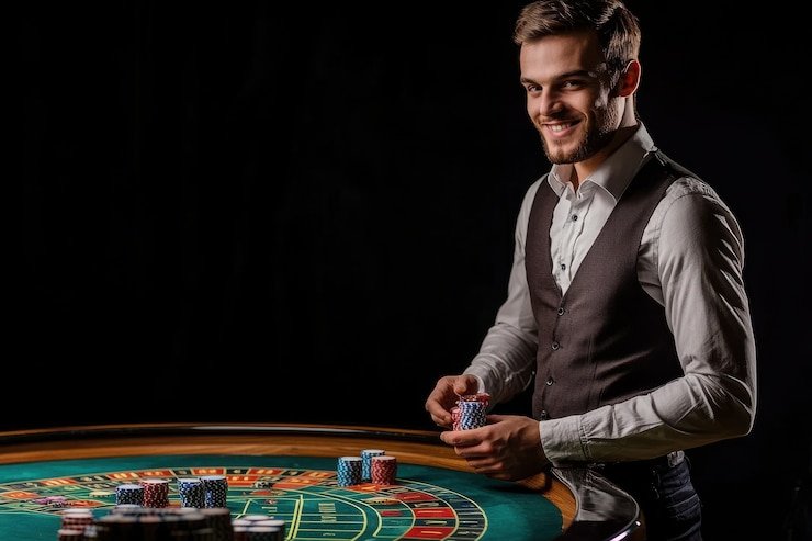Close-up kartu yang sedang dibagikan di Live Baccarat